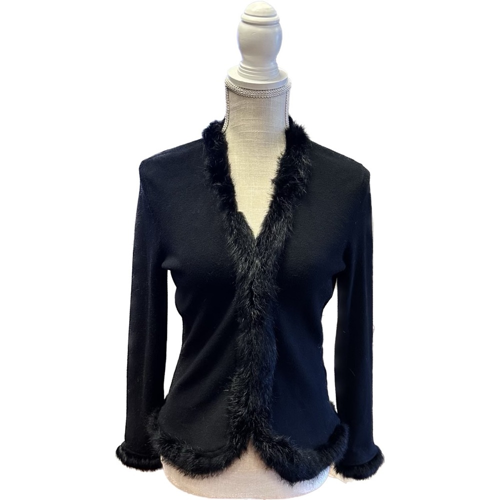 Cardigan with Fur Trim